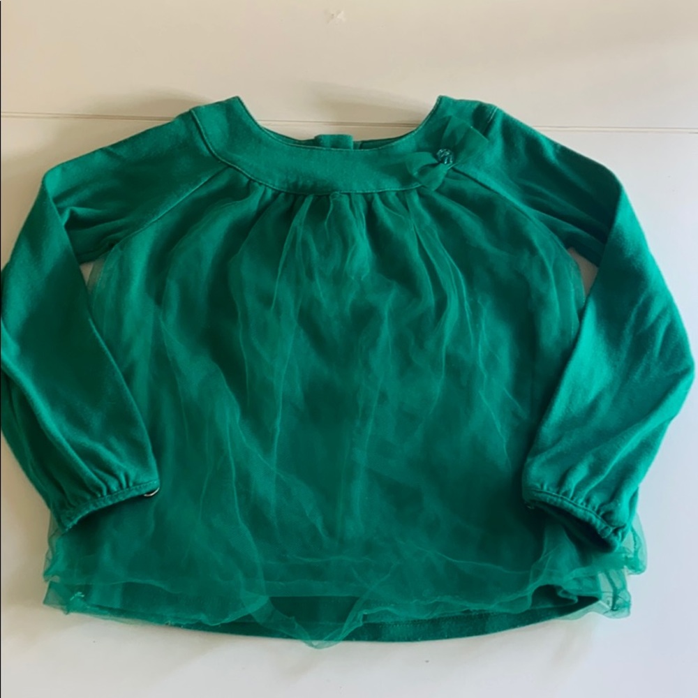 Gymboree Green Tulle Cotton Long Sleeve Shirt